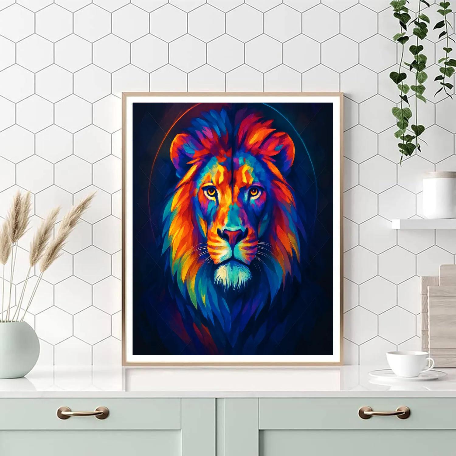 Prismatic Lion Portrait DIY paint by numbers