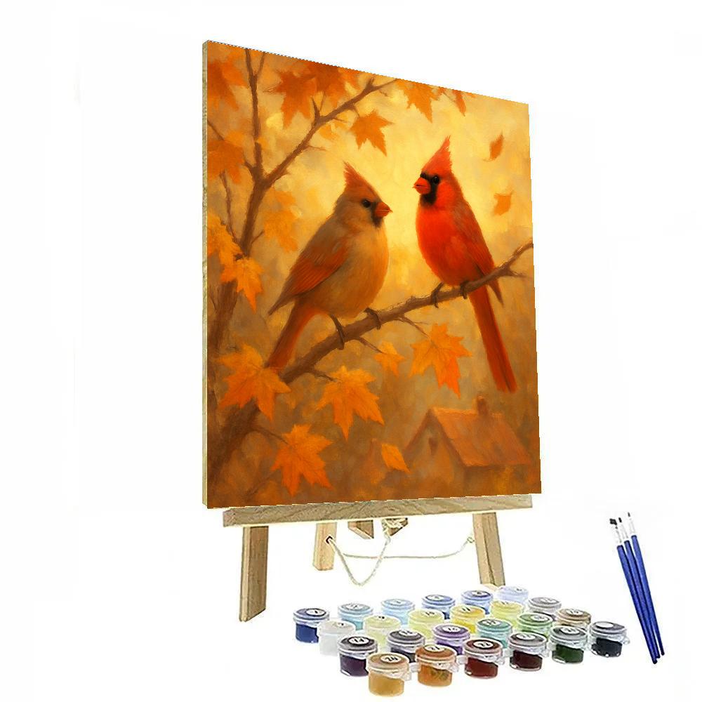 Autumn Cardinal Hearth Number painting