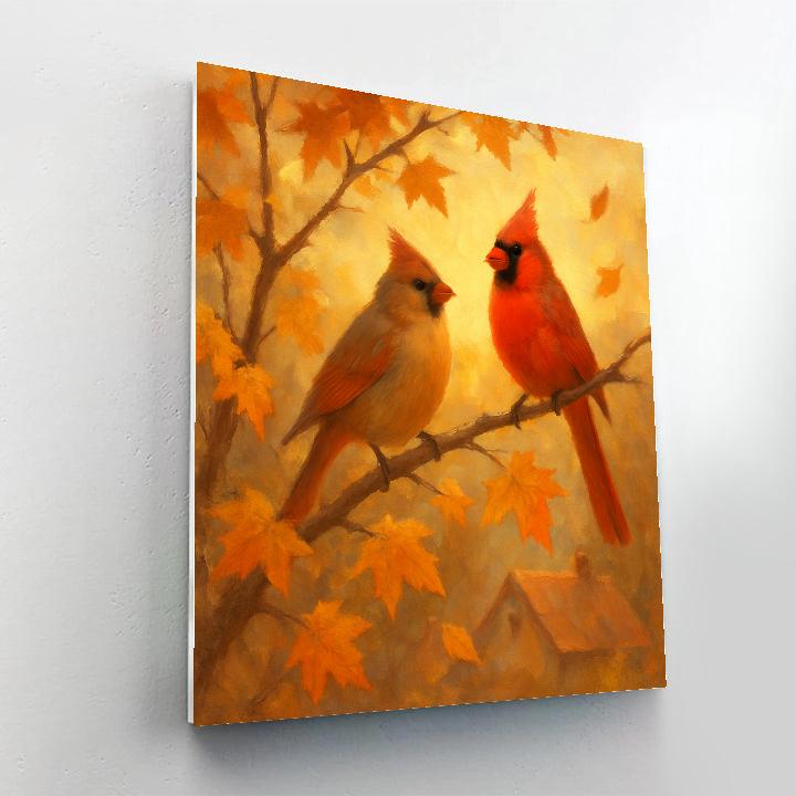 Autumn Cardinal Hearth Number painting