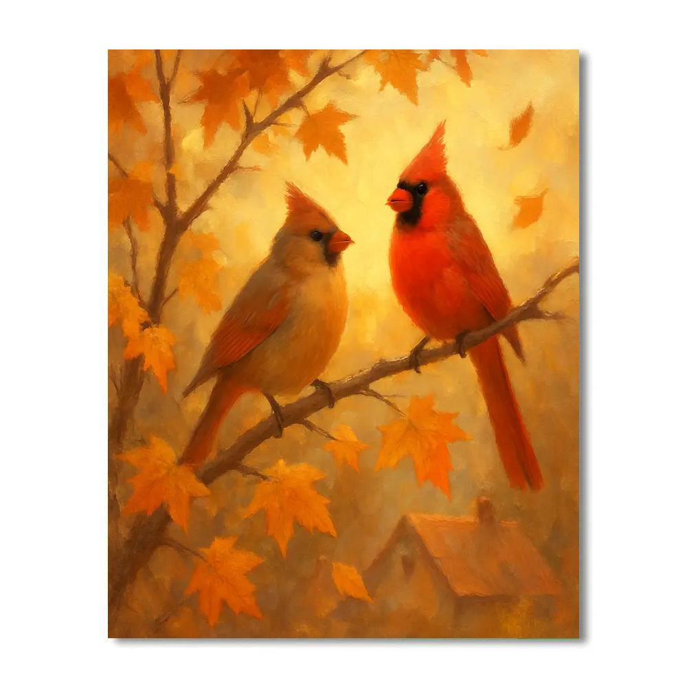 Autumn Cardinal Hearth Number painting