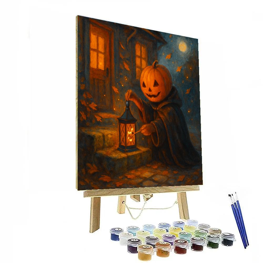 Pumpkin Lantern Cottage painting number kit