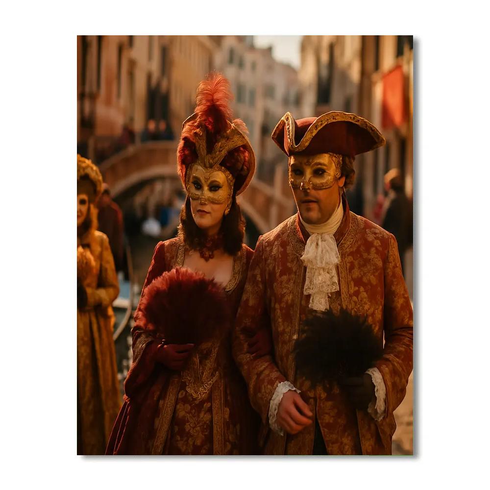 Venetian Masked Carnival Procession Number painting