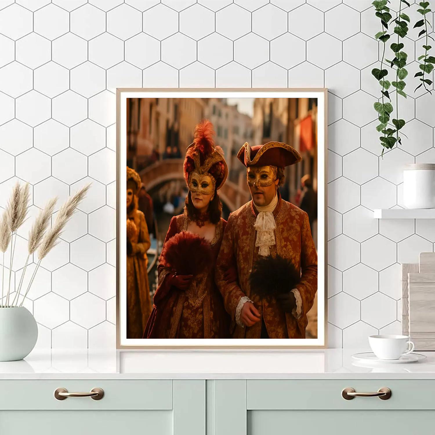 Venetian Masked Carnival Procession Number painting