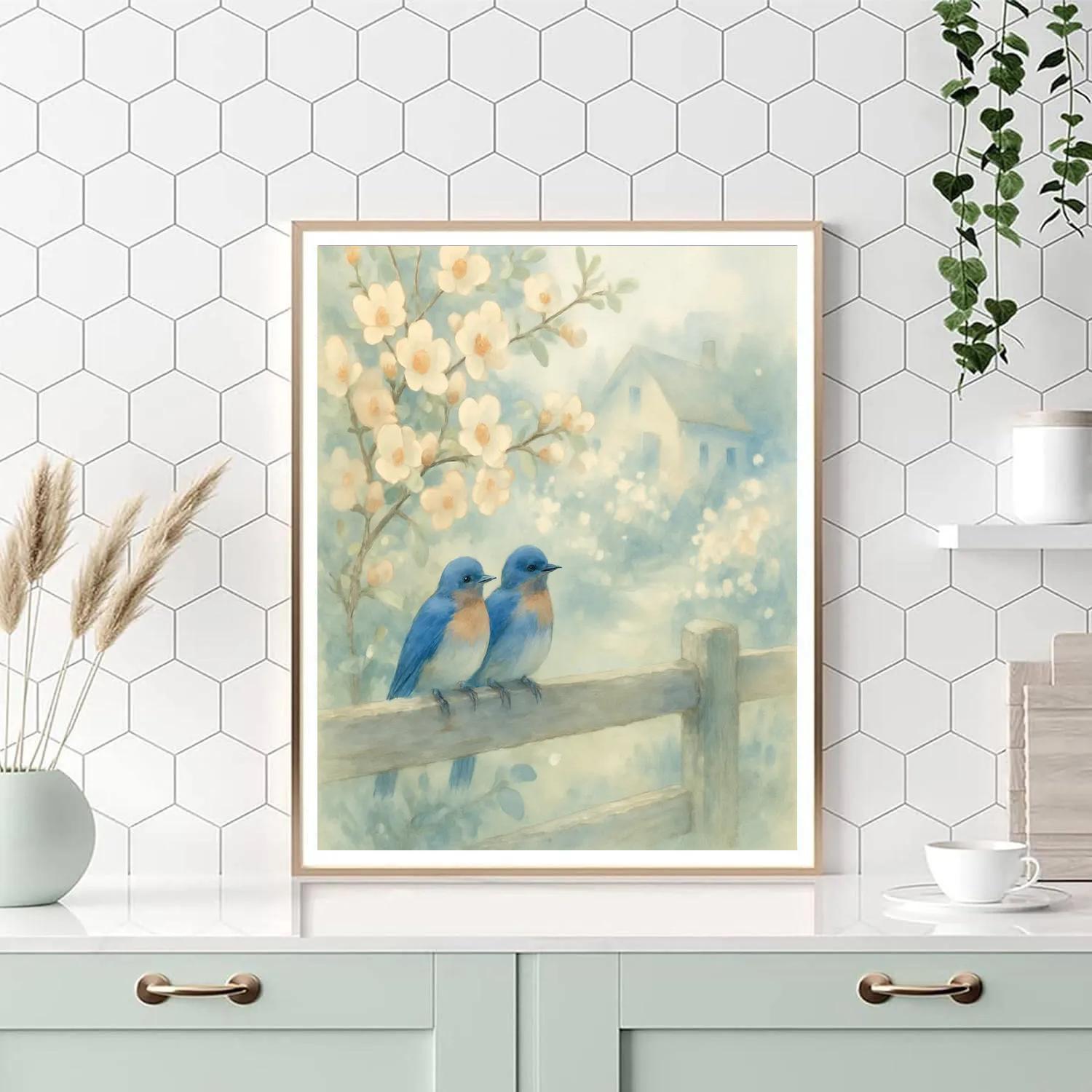 Bluebird Garden Window painting number kit