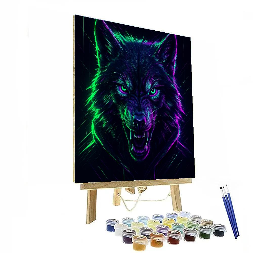 Electric Wolf In Neon Numbered painting kits