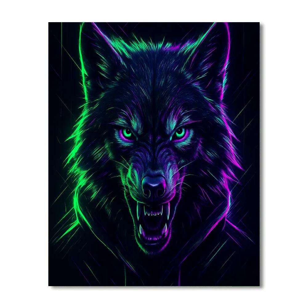 Electric Wolf In Neon Numbered painting kits