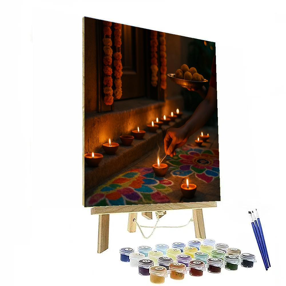 Diwali Doorstep Clay Diyas DIY paint by numbers