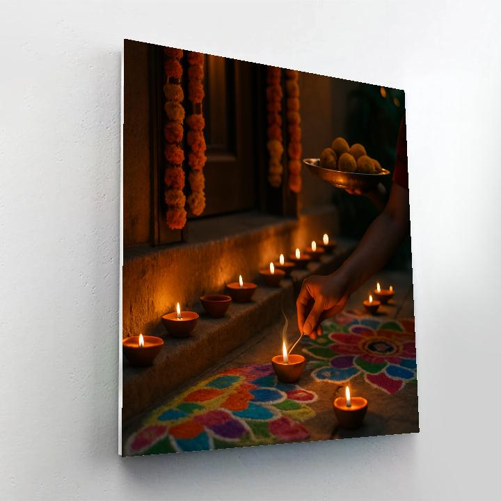Diwali Doorstep Clay Diyas DIY paint by numbers