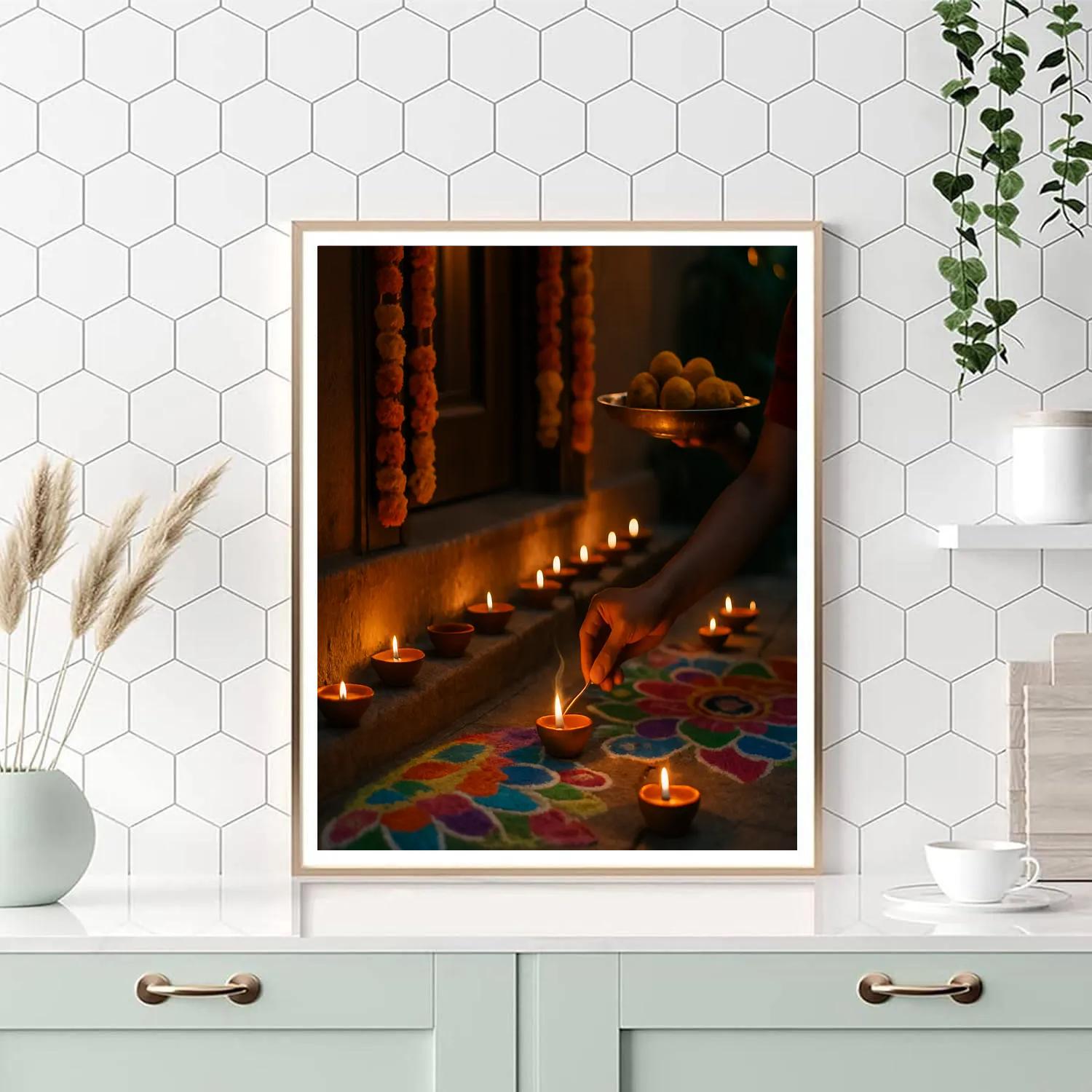 Diwali Doorstep Clay Diyas DIY paint by numbers