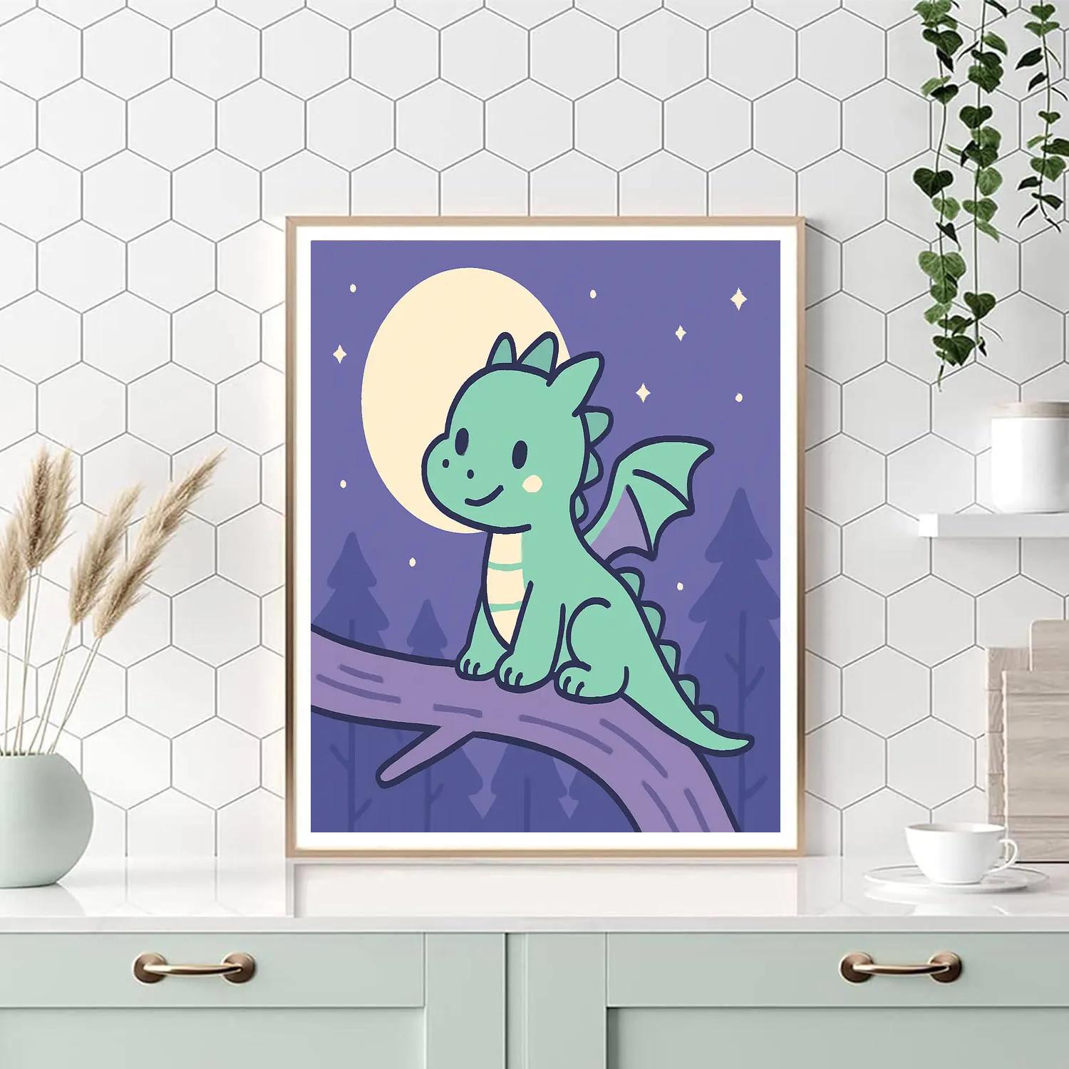 Forest Dragon Of The Moon Paint by numbers art