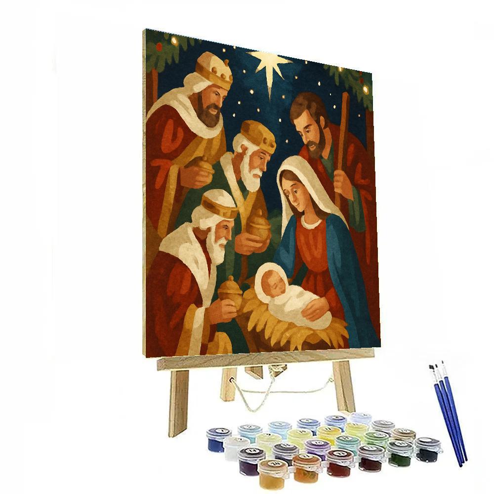 Moonlit Manger Painting by numbers kit