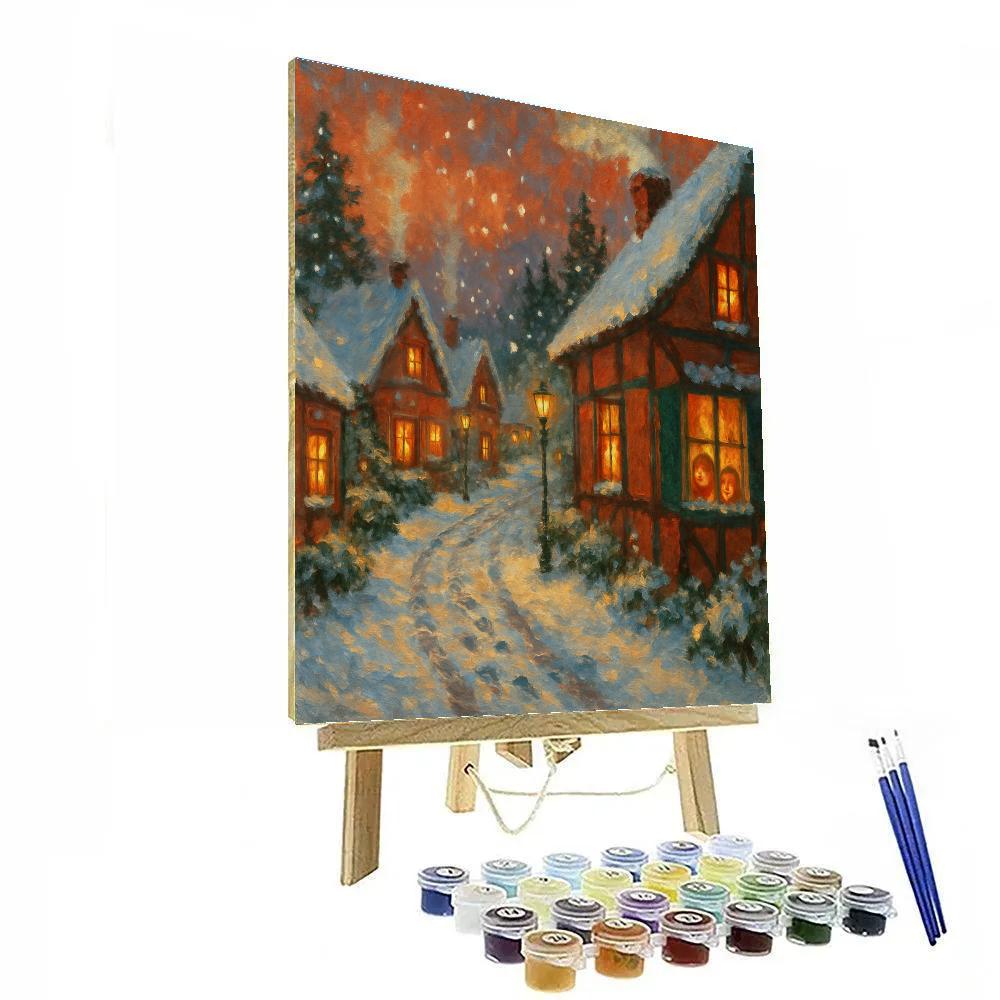 Snowbound Village Lanterns Number painting