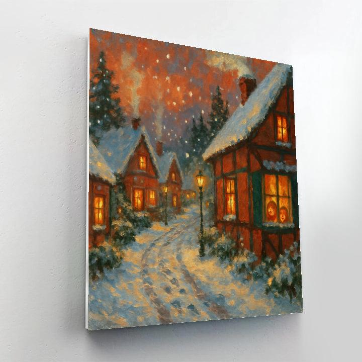 Snowbound Village Lanterns Number painting