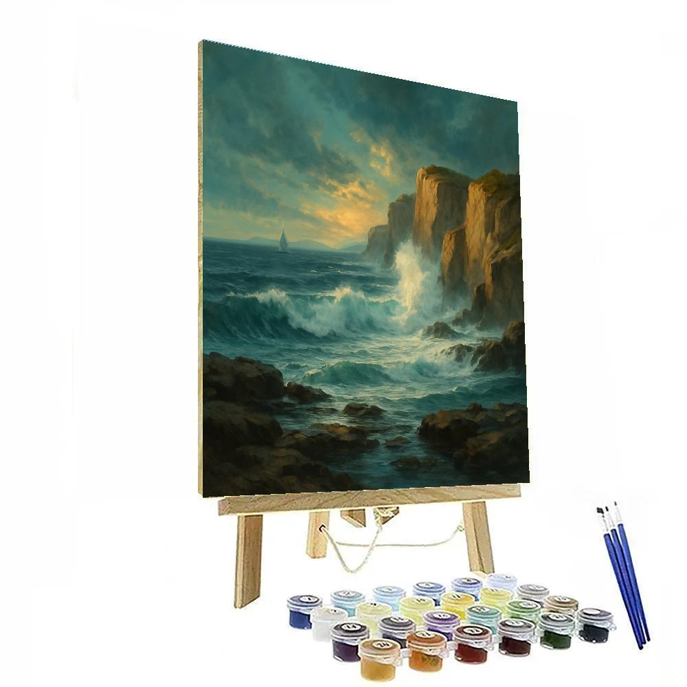 Coastal Cliffs With Teal Horizon Number painting