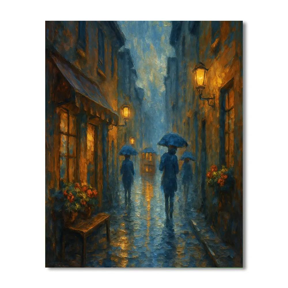 Lanterns On Cobblestone Alley paint by color