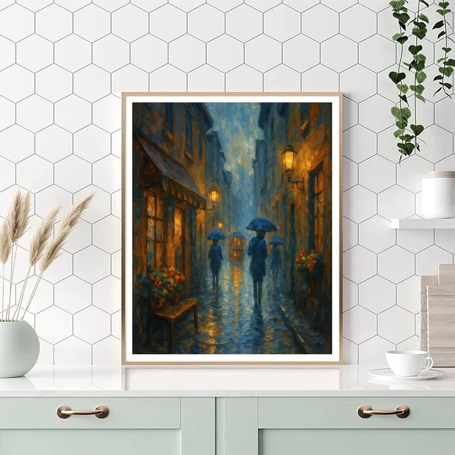 Lanterns On Cobblestone Alley paint by color