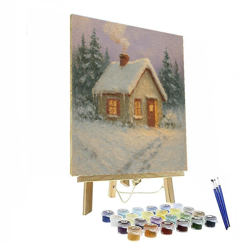Warm Window Cottage In Snow Hollow DIY paint by numbers
