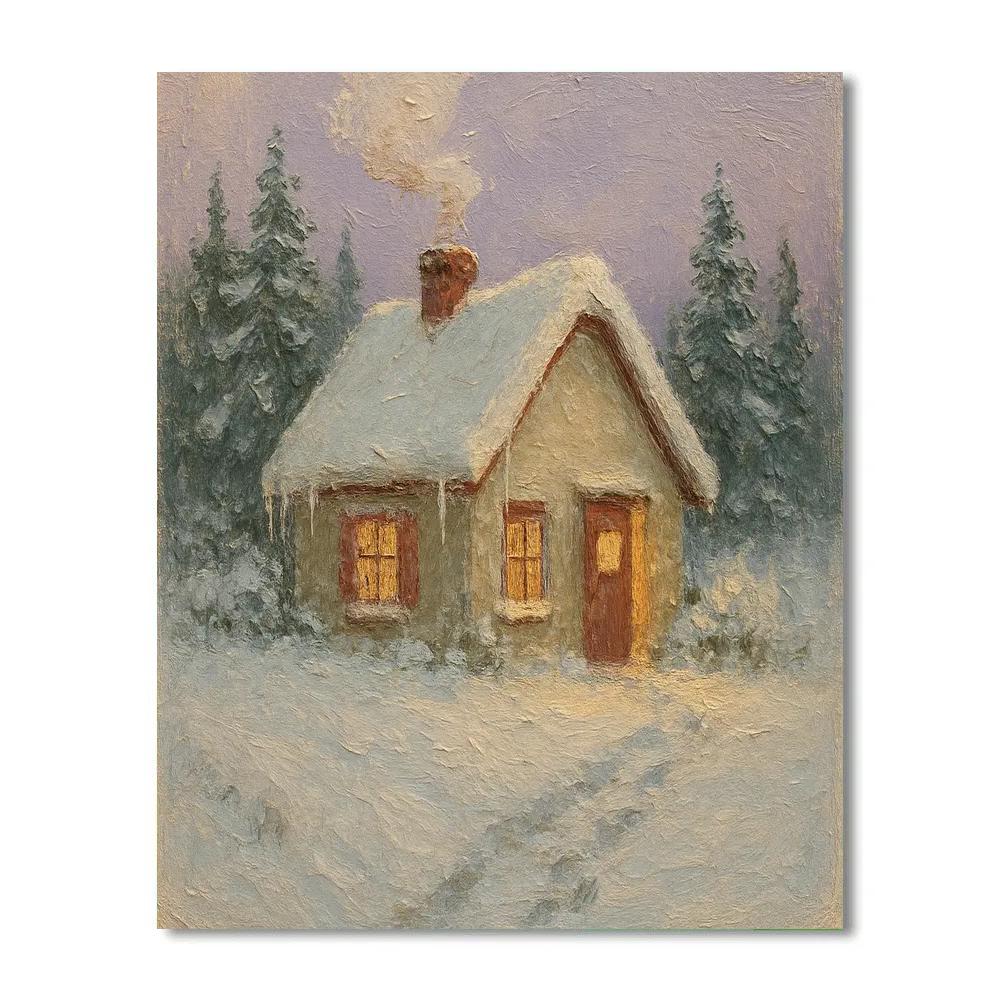 Warm Window Cottage In Snow Hollow DIY paint by numbers