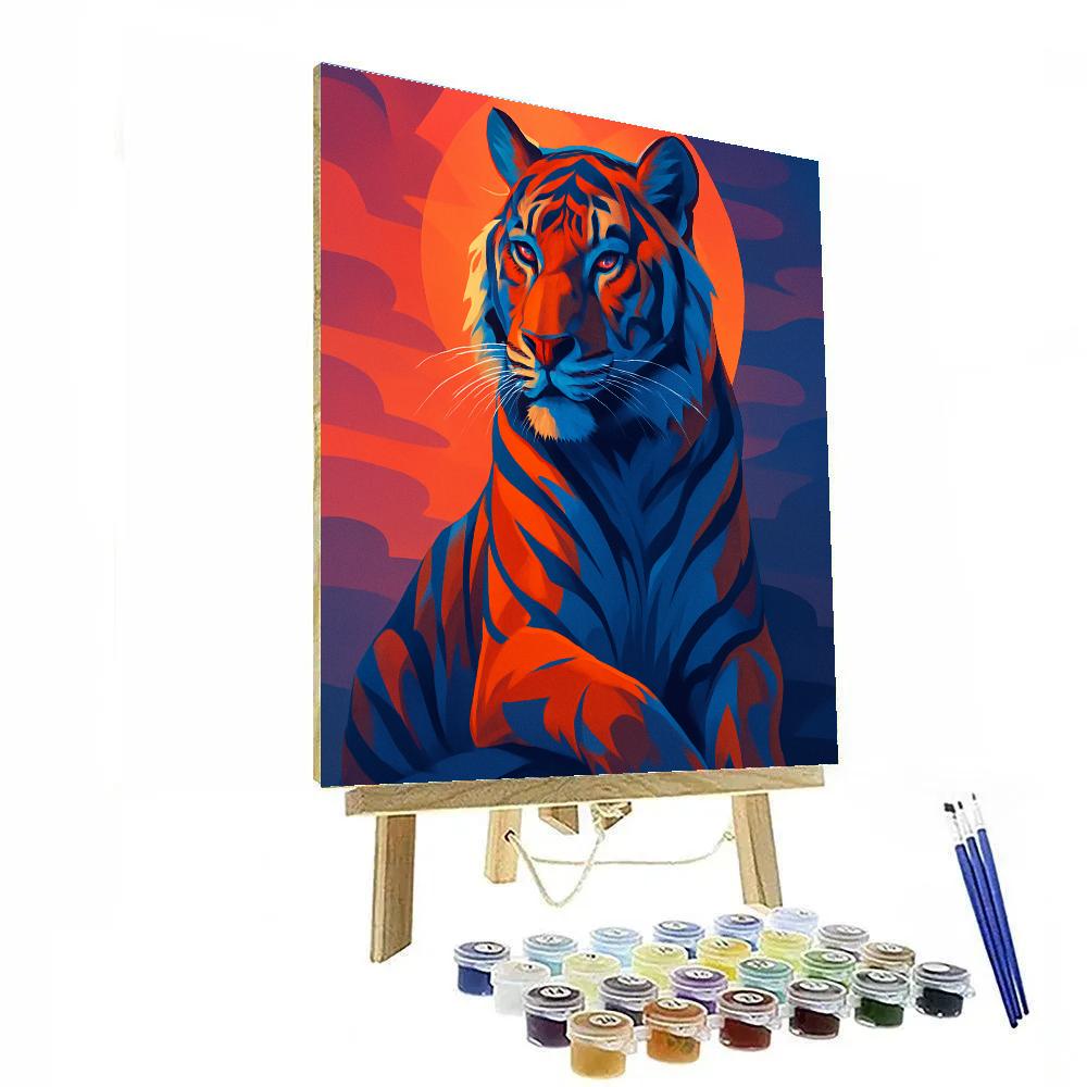 Tiger With Sunset Gradient paint by color