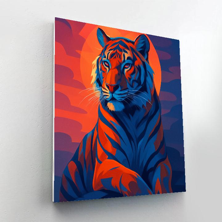 Tiger With Sunset Gradient paint by color