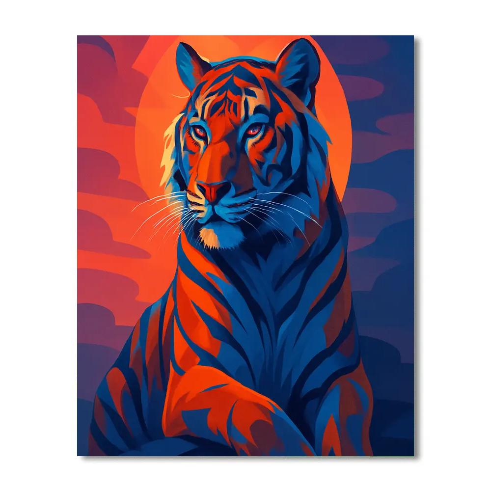 Tiger With Sunset Gradient paint by color