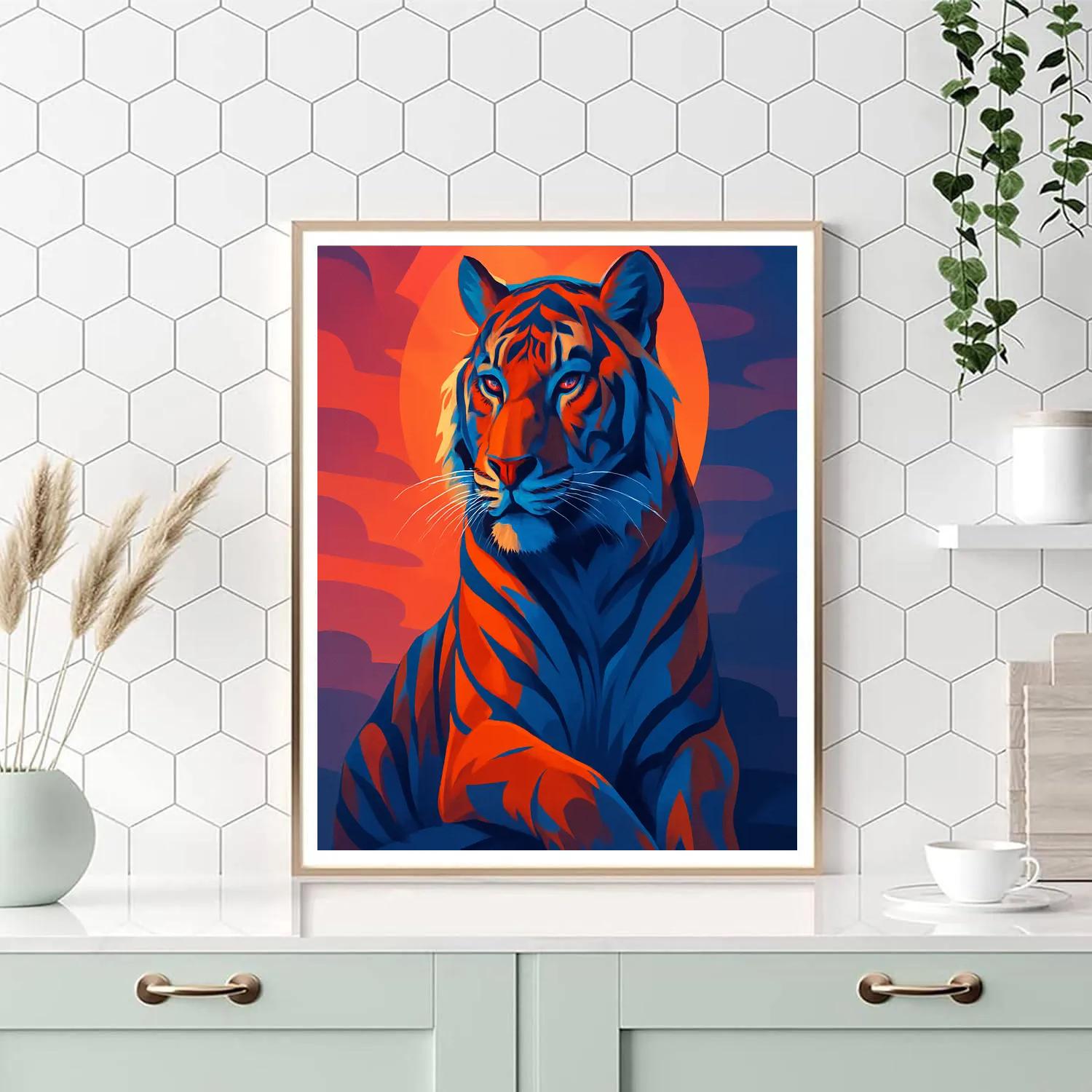 Tiger With Sunset Gradient paint by color