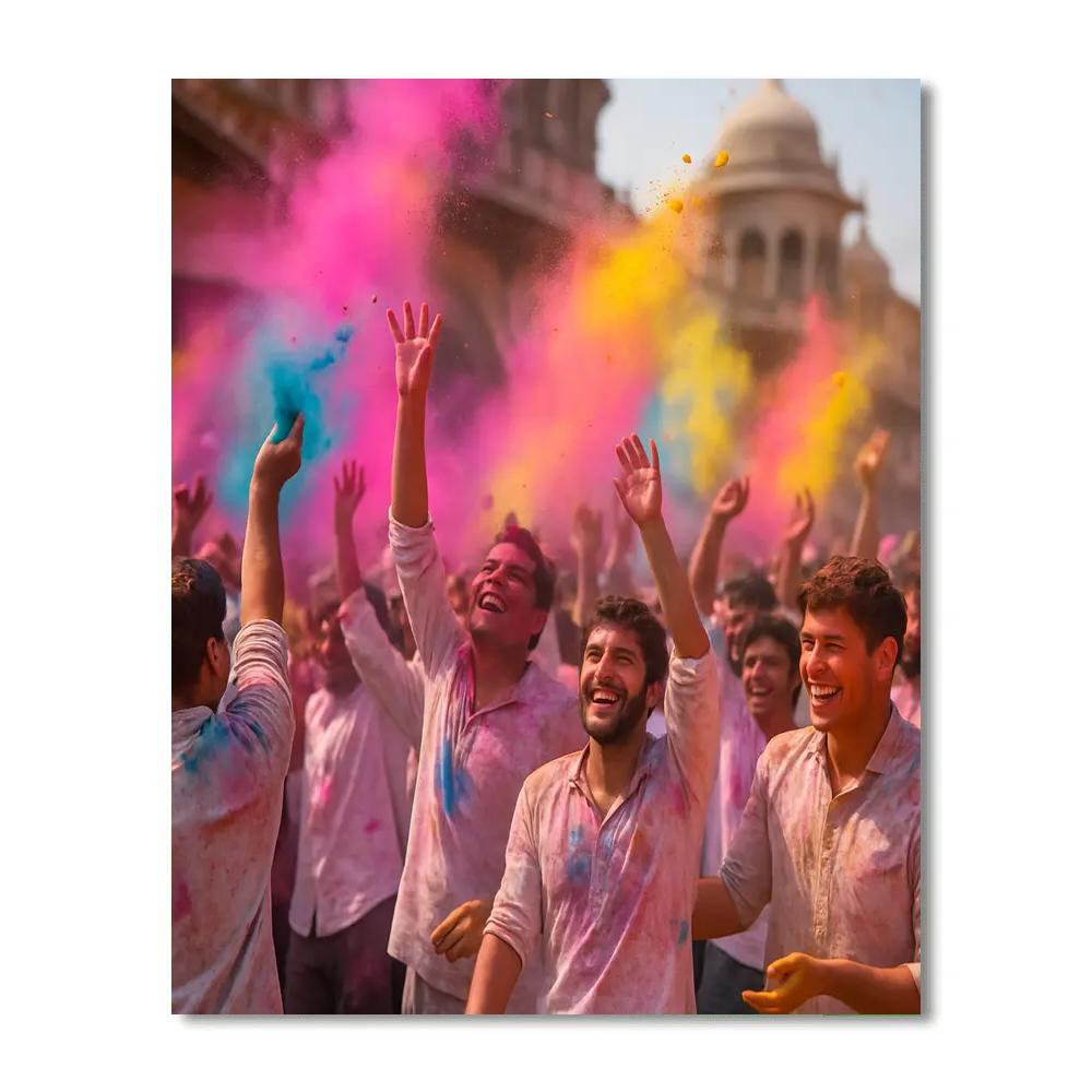 Holi Powder Celebration In Mathura DIY paint by numbers