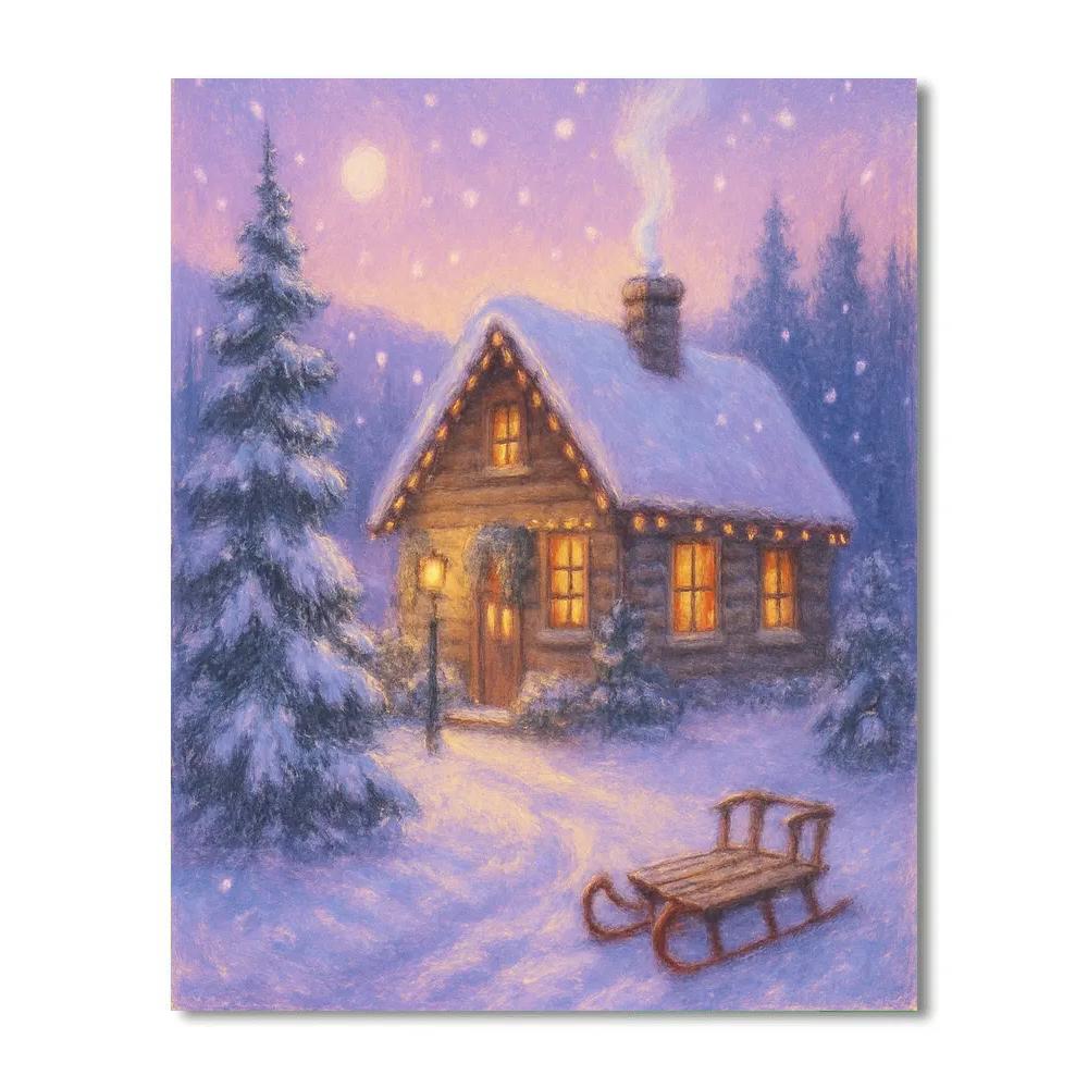 Cabin With Whispering Pines paint by number