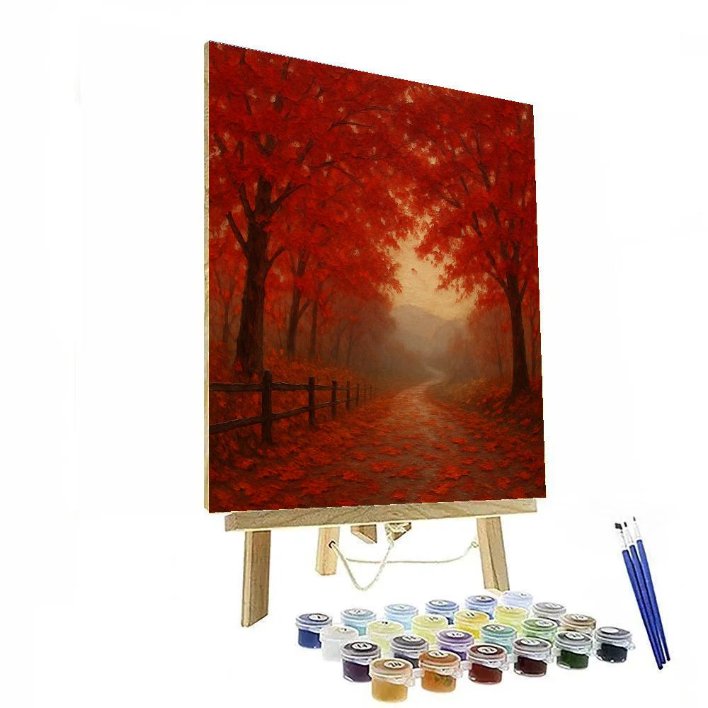 Autumn Lane With Crimson Canopy Painting by numbers kit