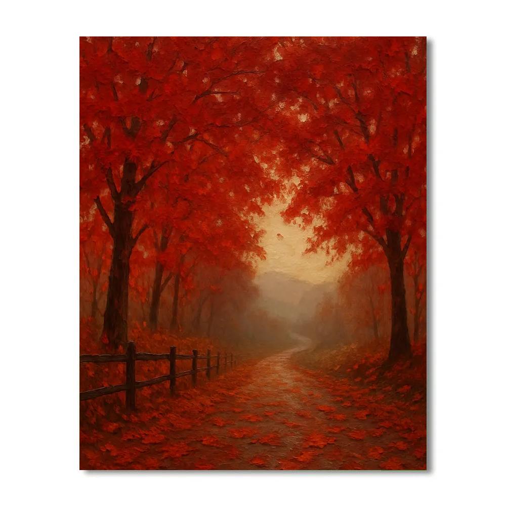 Autumn Lane With Crimson Canopy Painting by numbers kit