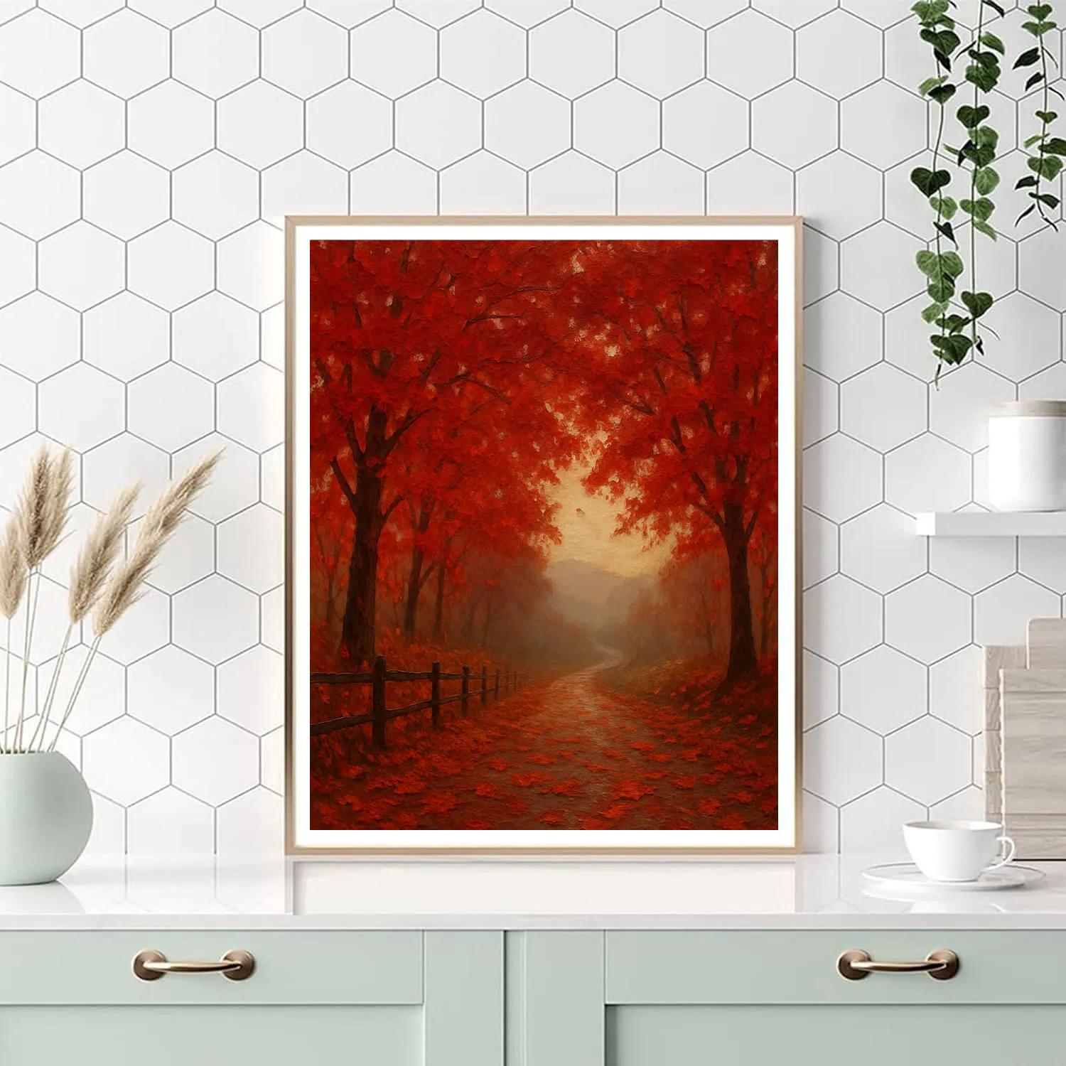 Autumn Lane With Crimson Canopy Painting by numbers kit