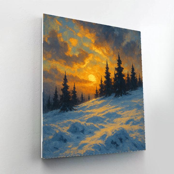Sunset Ridge With Pine Silhouettes Numbered painting kits