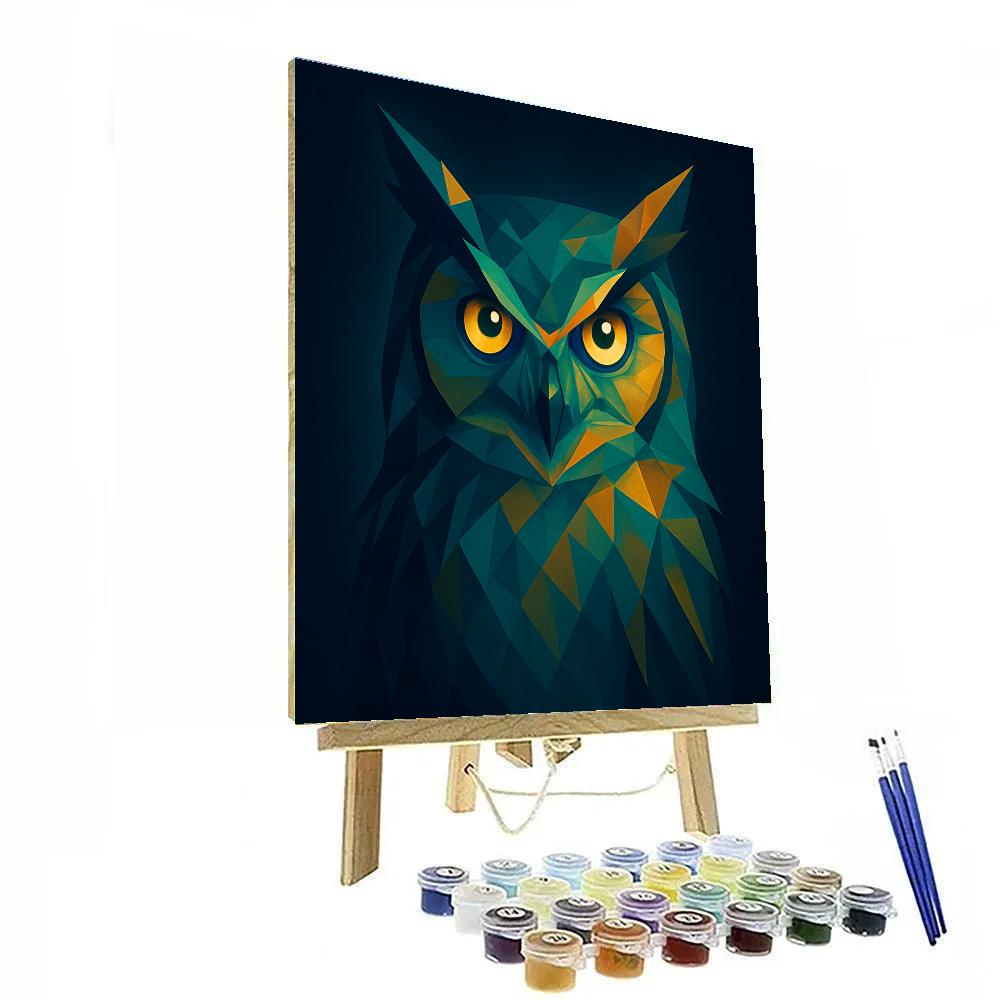 Midnight Owl Geometry Number painting