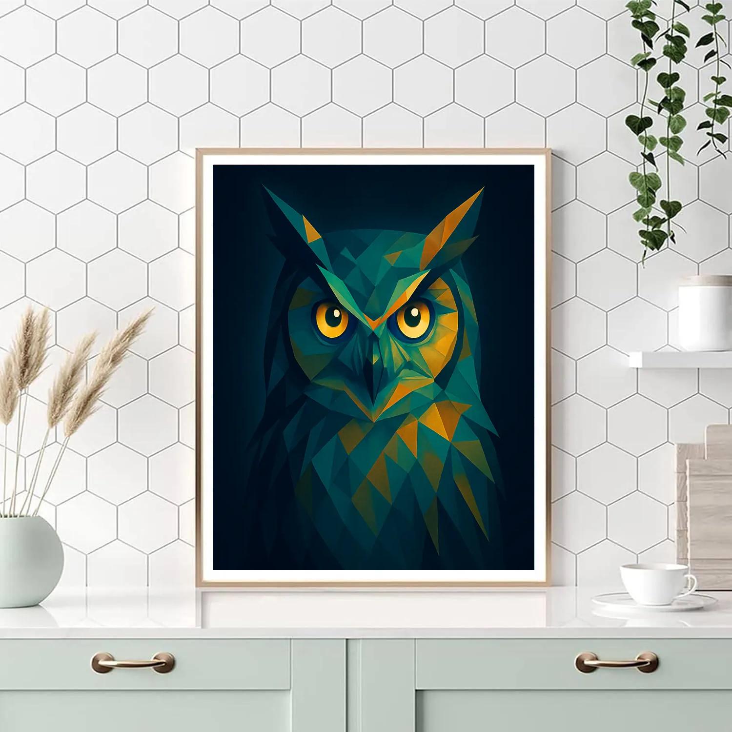 Midnight Owl Geometry Number painting