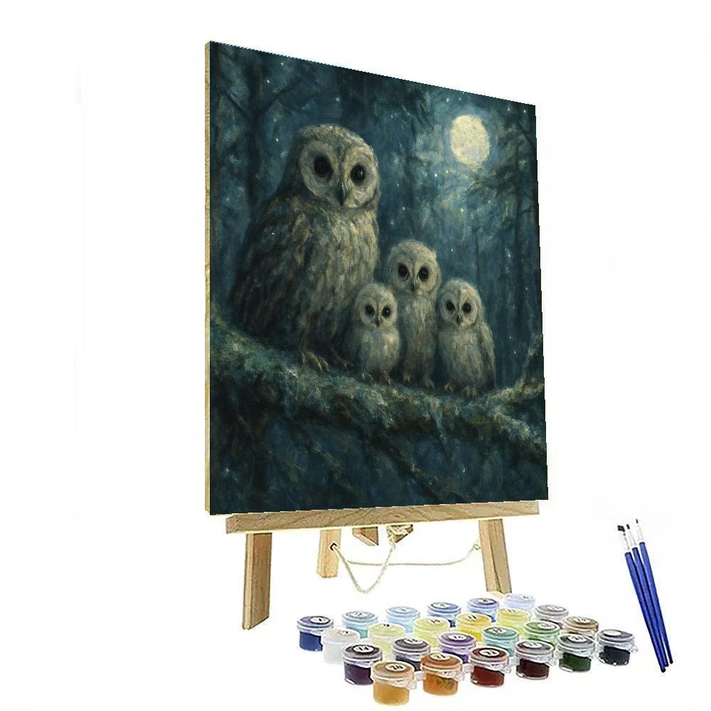 Woodland Owl Moonlight Painting by numbers kit
