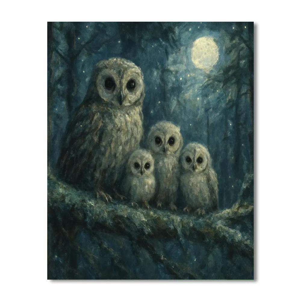 Woodland Owl Moonlight Painting by numbers kit