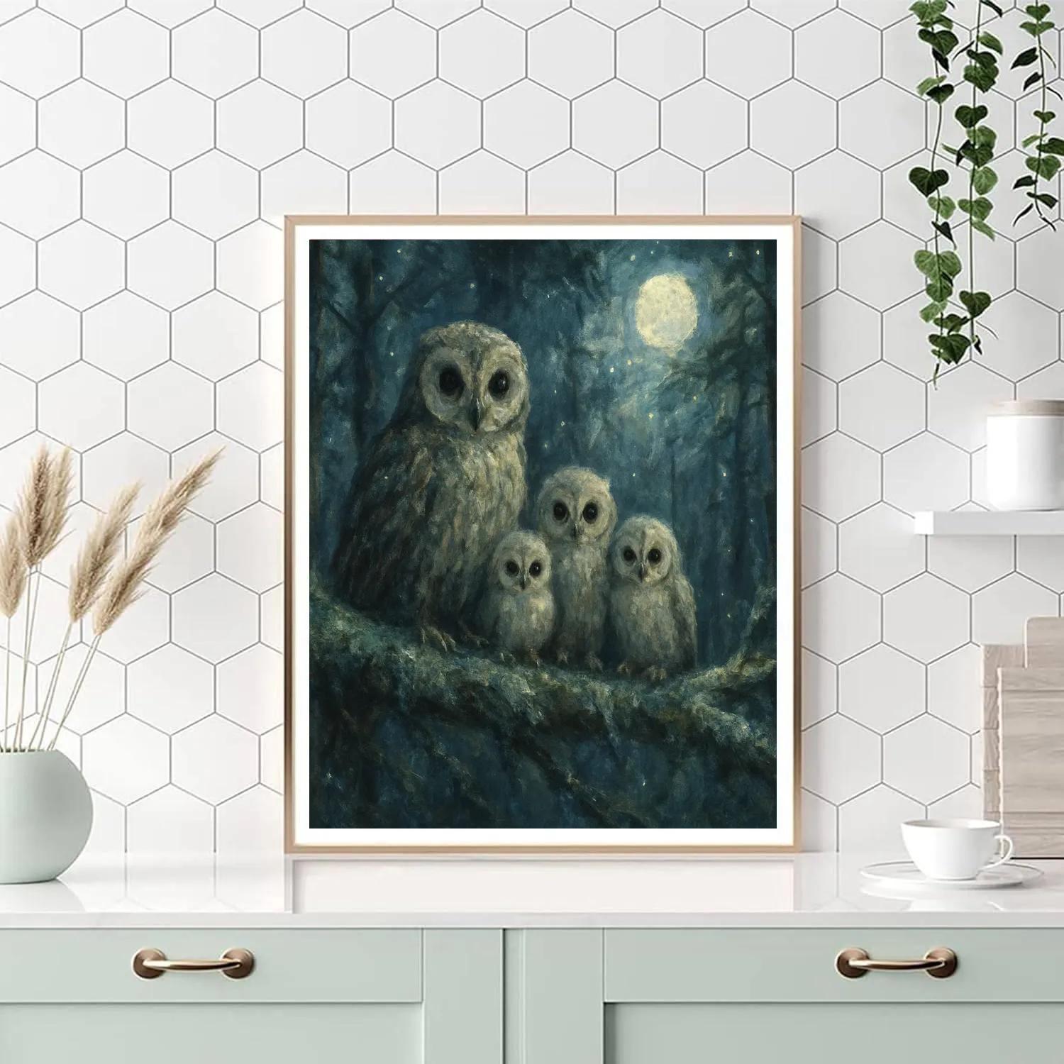 Woodland Owl Moonlight Painting by numbers kit
