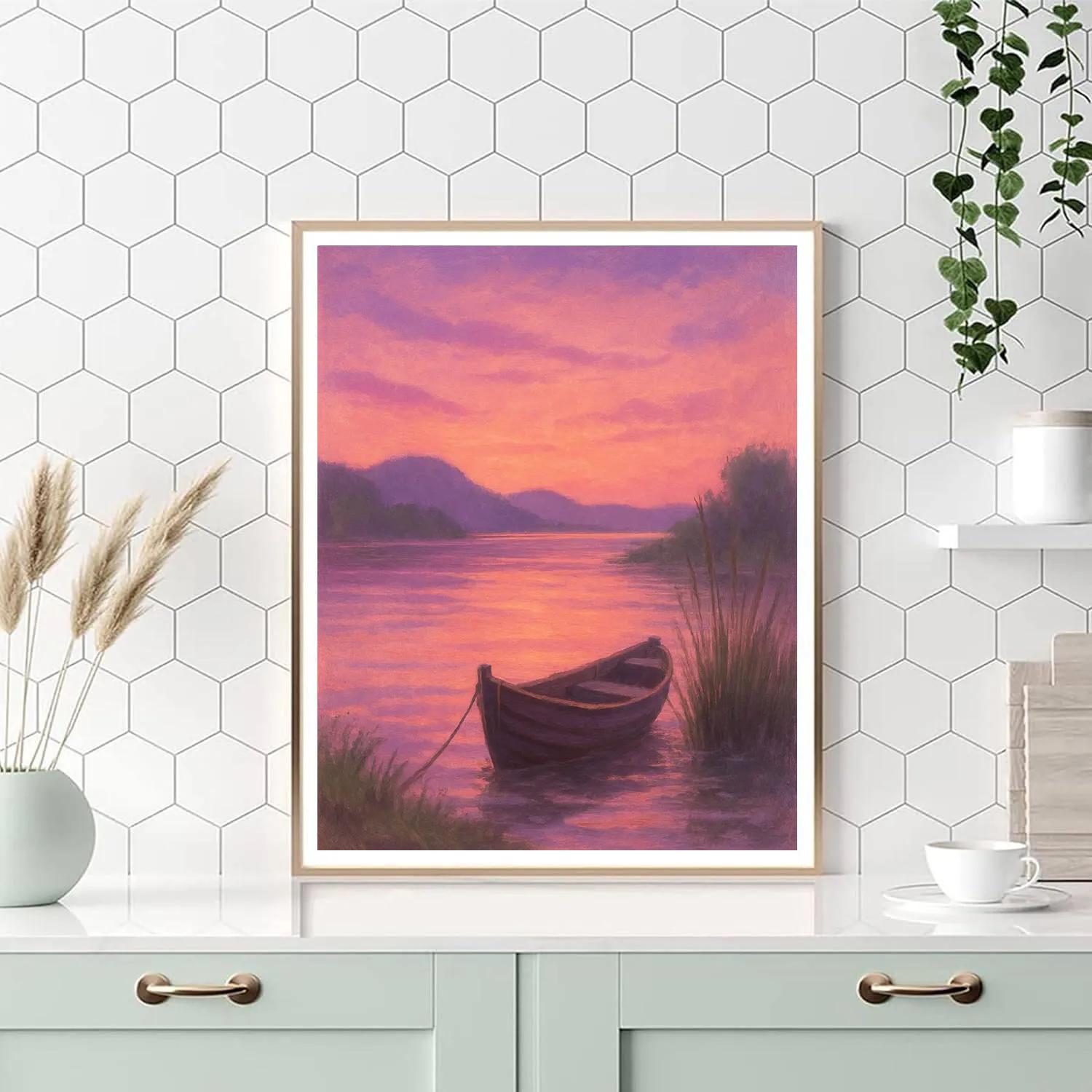 Lavender Dusk At The Fishermans Cove Painting by numbers kit