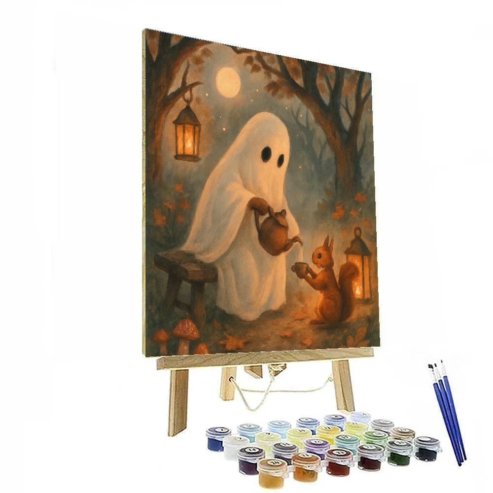 Ghostly Tea On The Garden Bench Painting by numbers kit