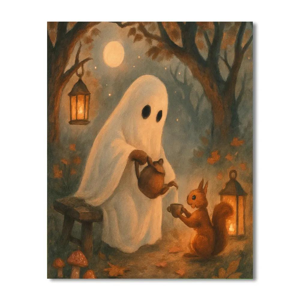 Ghostly Tea On The Garden Bench Painting by numbers kit