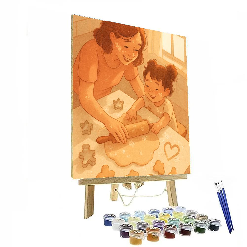 Mother Teaching Child To Bake Number painting
