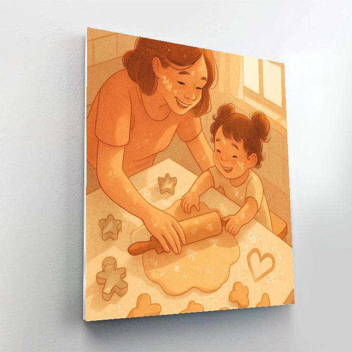Mother Teaching Child To Bake Number painting