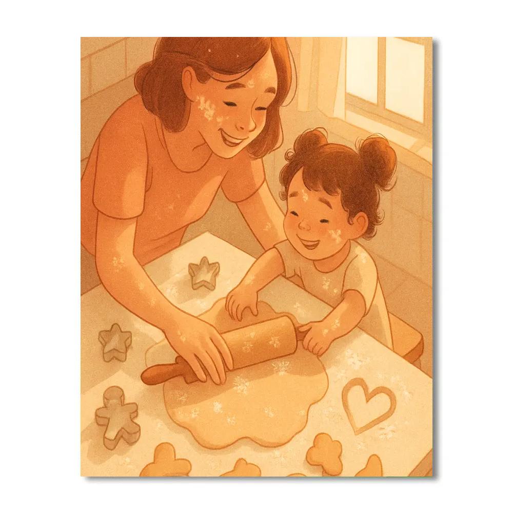Mother Teaching Child To Bake Number painting