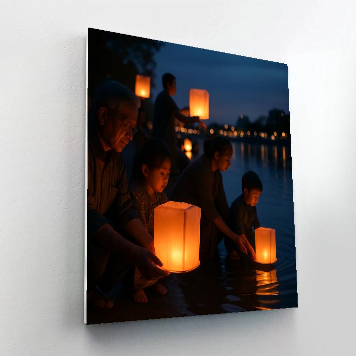 Moon Festival Lantern River Release painting number kit