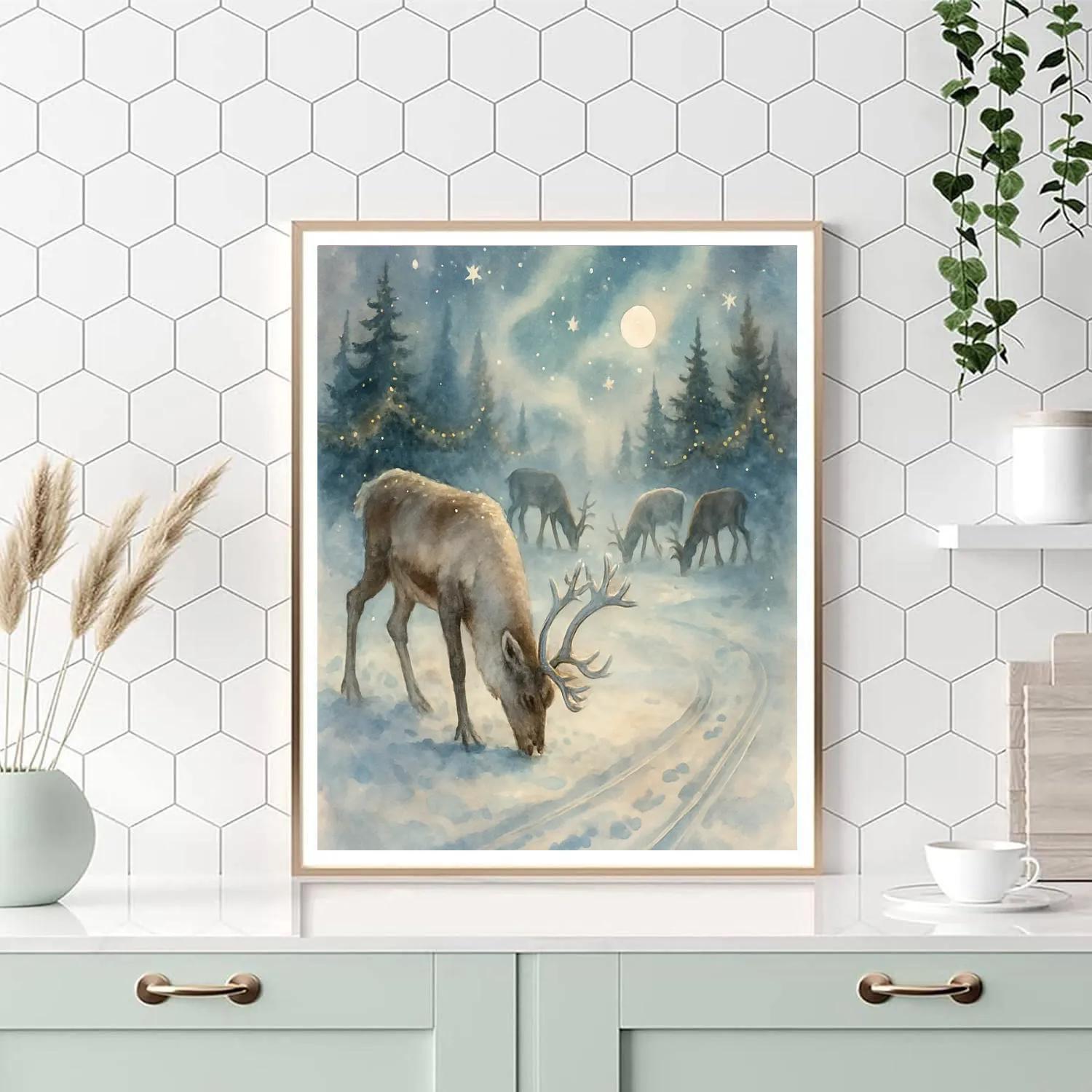 Starlit Reindeer Clearing Numbered painting kits