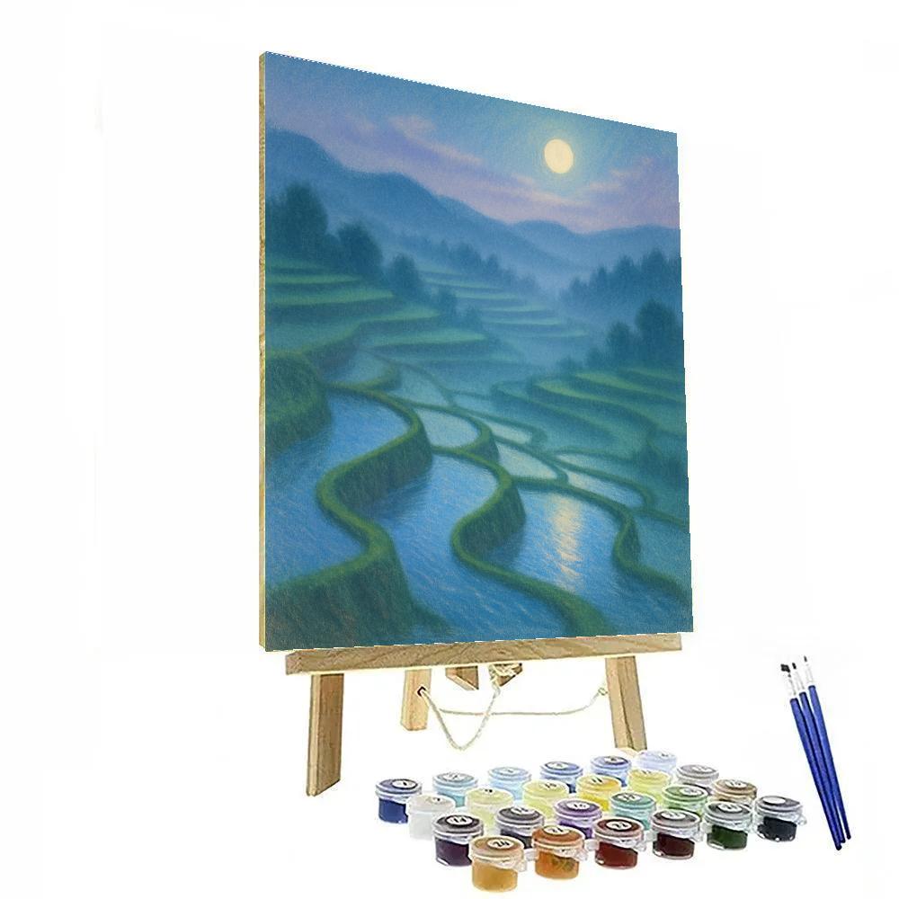 Moonlit Rice Terraces Number painting