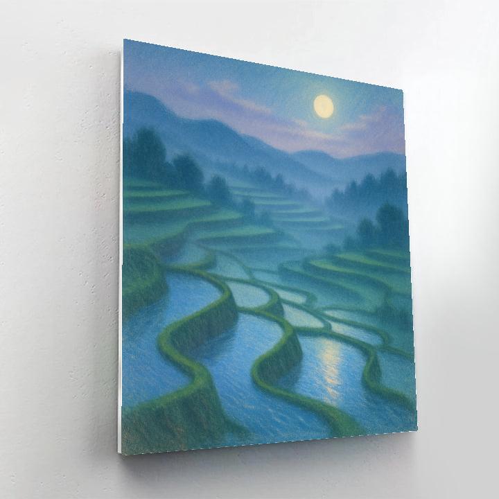 Moonlit Rice Terraces Number painting