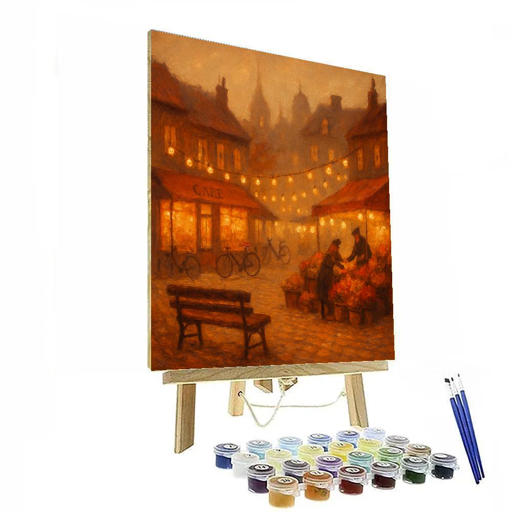 Vintage Market With Painted Lights Paint by numbers art