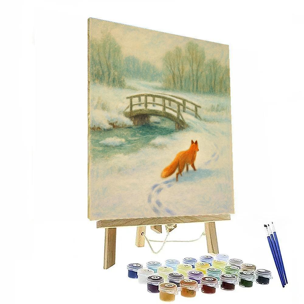 Fox Tracks Beyond The Frosted Bridge Painting by numbers kit