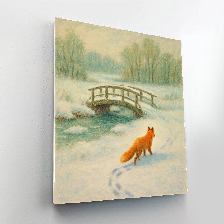 Fox Tracks Beyond The Frosted Bridge Painting by numbers kit